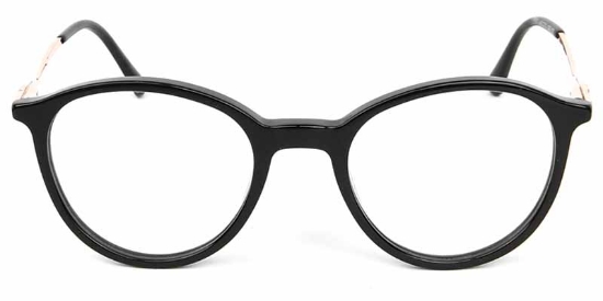 Oval Acetate+Metal Black Glasses