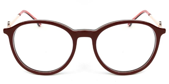 Oval Acetate+Metal Red Glasses