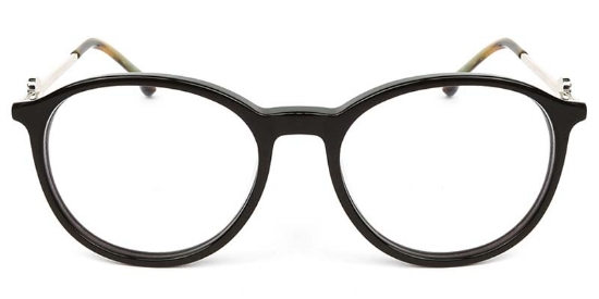Oval Acetate+Metal Black Glasses