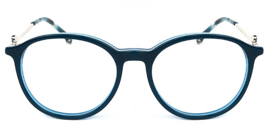 Oval Acetate+Metal Blue Glasses