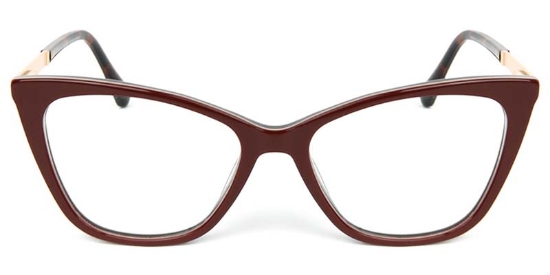 Cat Eye Acetate+Metal Red Glasses