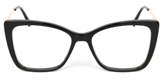 Cat Eye Acetate+Metal Black Glasses