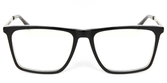 Square Acetate+Metal Black Glasses