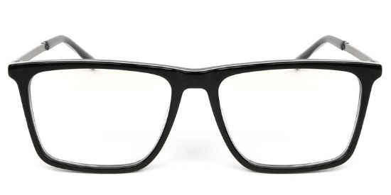 Square Acetate+Metal Black Glasses