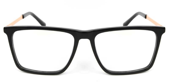 Square Acetate+Metal Black Glasses