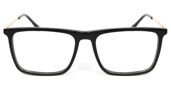 Square Acetate+Metal Black Glasses
