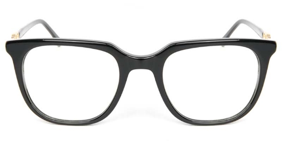 Square Acetate+Metal Black Glasses