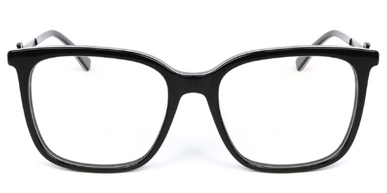 Square Acetate+Metal Black Glasses