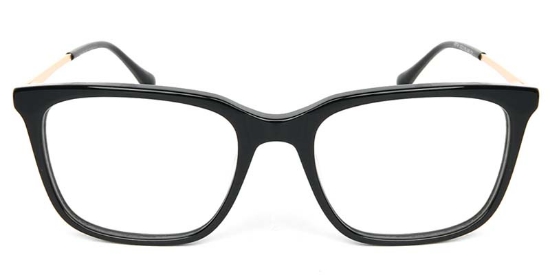 Square Acetate+Metal Black Glasses