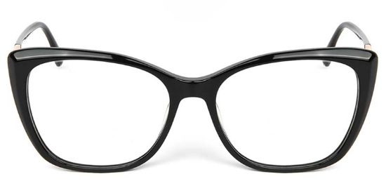Cat Eye Acetate+Metal Black Glasses