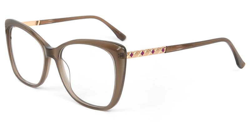 Picture of Cat Eye Acetate+Metal Brown Glasses