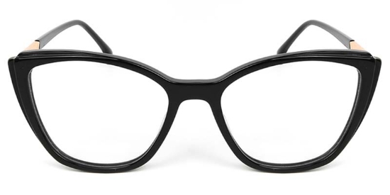 Cat Eye Acetate+Metal Black Glasses