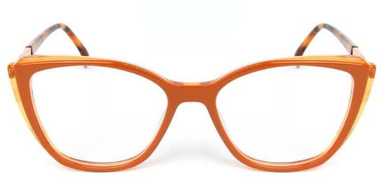 Cat Eye Acetate+Metal Orange Glasses