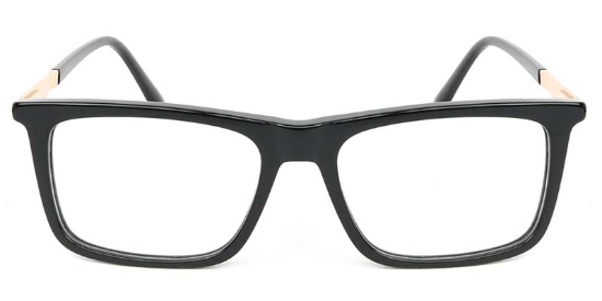 Square Acetate+Metal Black Glasses