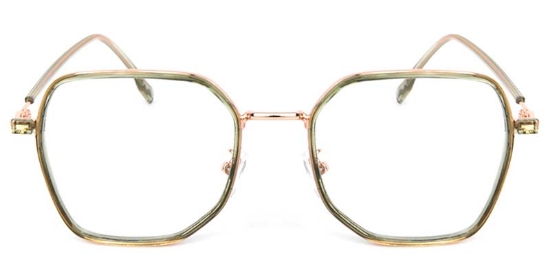 Geometric TR+Metal Green Glasses