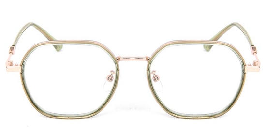 Geometric TR+Metal Green Glasses