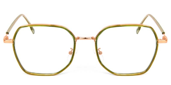 Geometric TR+Metal Green Glasses